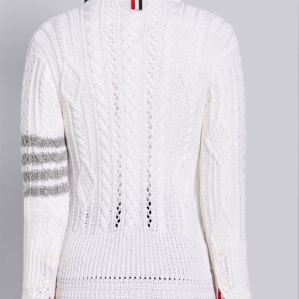 Thom Browne White ladies fine merino wool cardigan